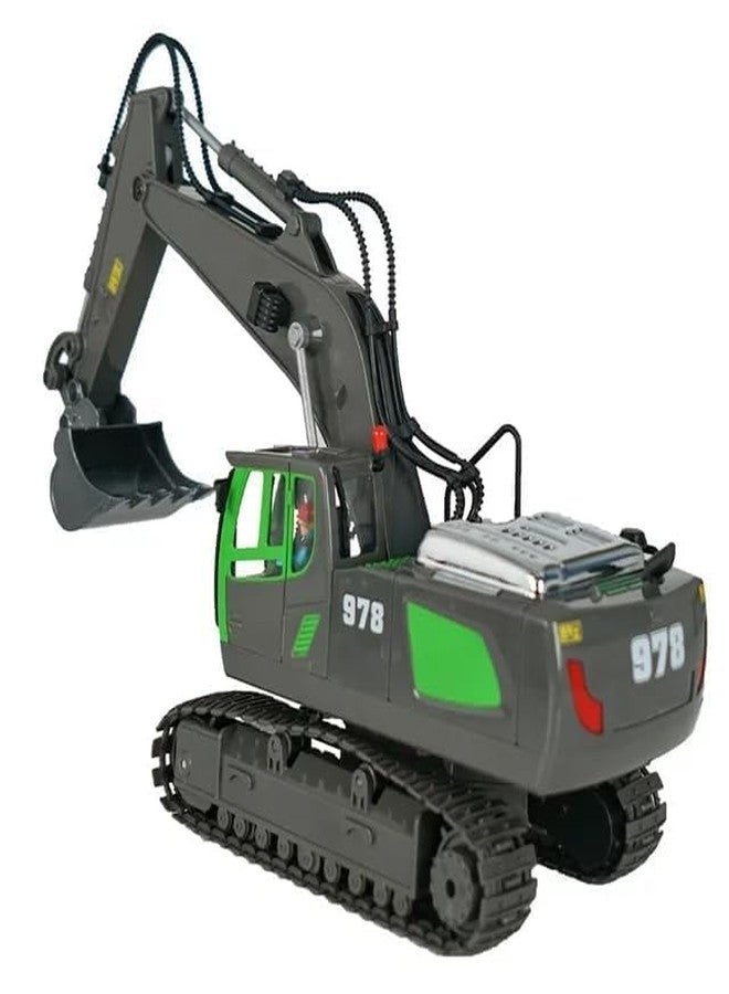 JOYJAY Remote Control Excavator Toy 1:20 With Auto Demo/Lights, 11 Channels Functional Control RC Construction Vehicles For Kids Adults, Multicolor - Image 3